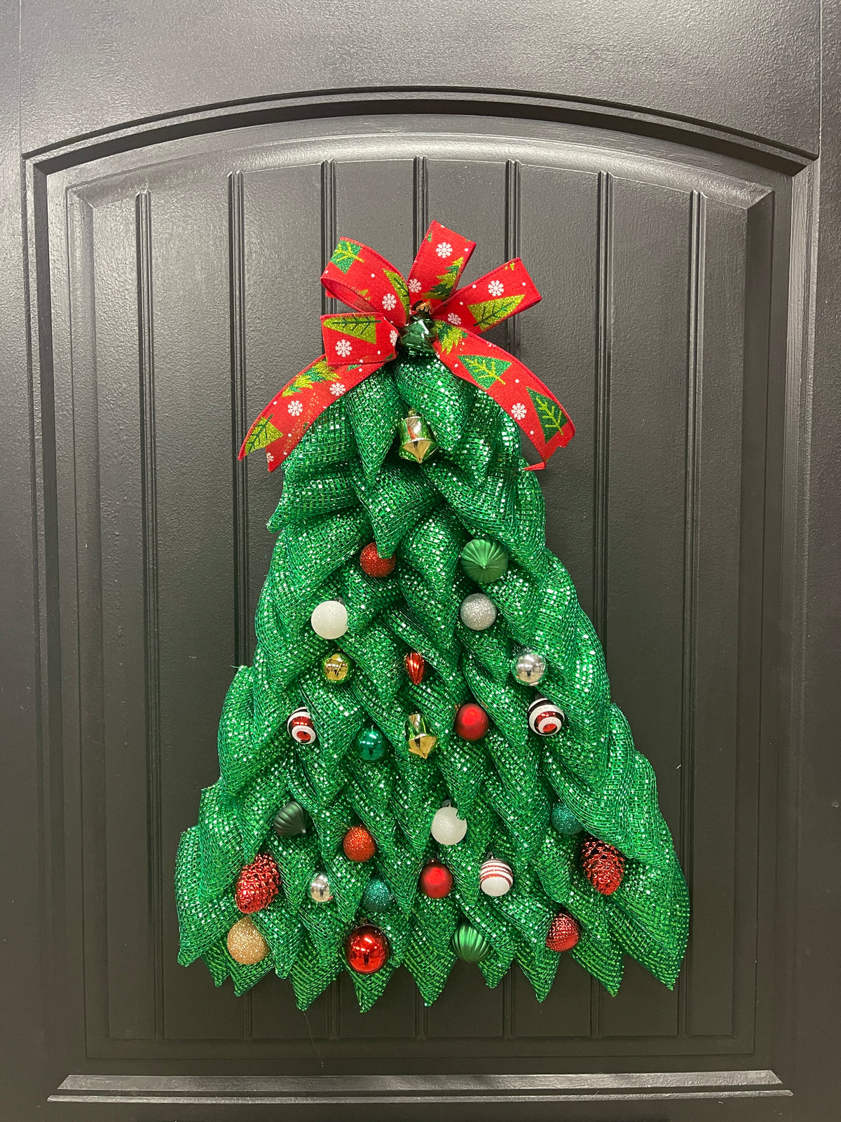 Traditional Christmas Tree Wreath, Holiday Front Door Decor, KatsCreationsNMore