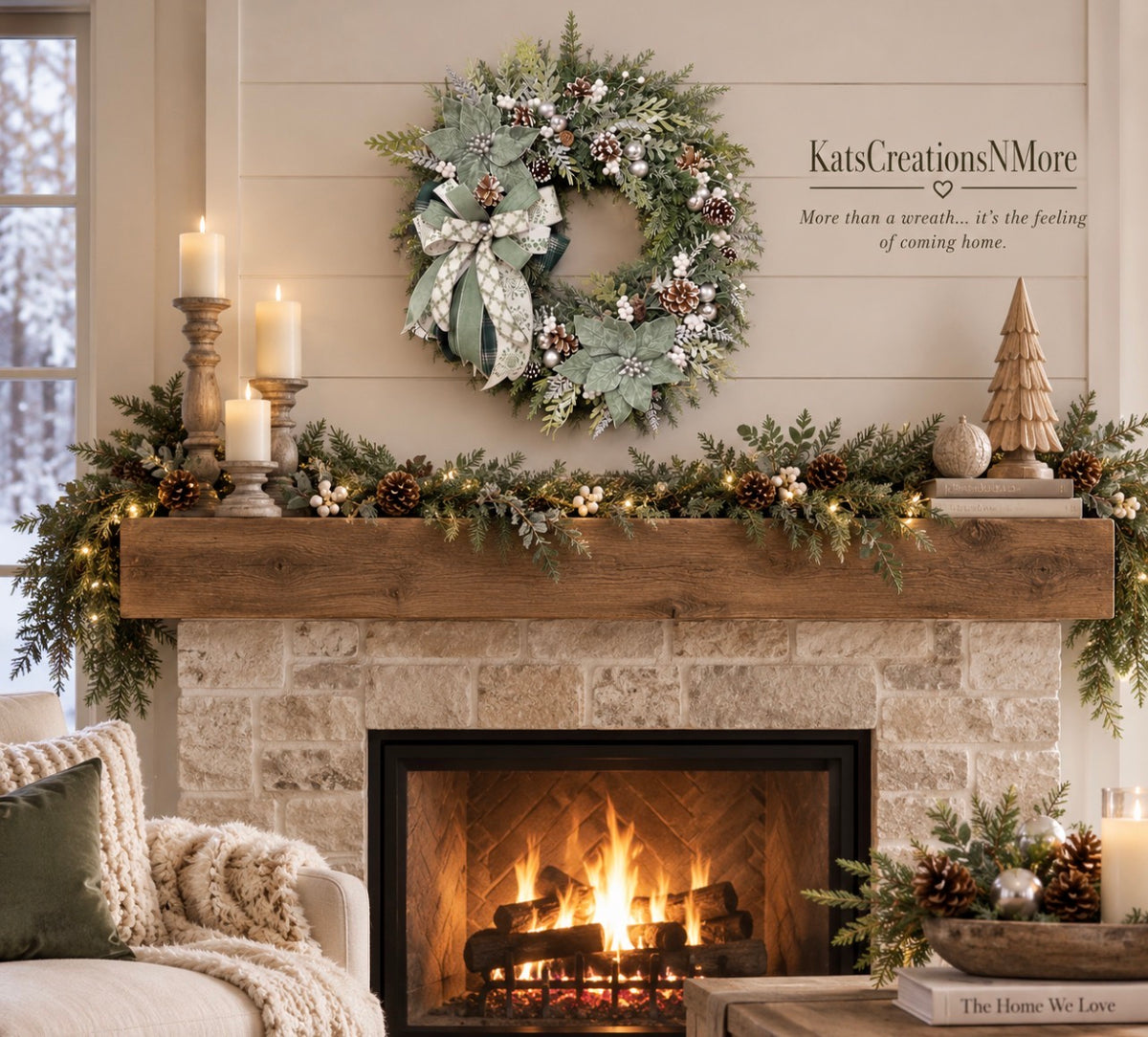 Merry & Bright Sage Green Christmas Wreath | 26” Frosted Evergreen Holiday Decor