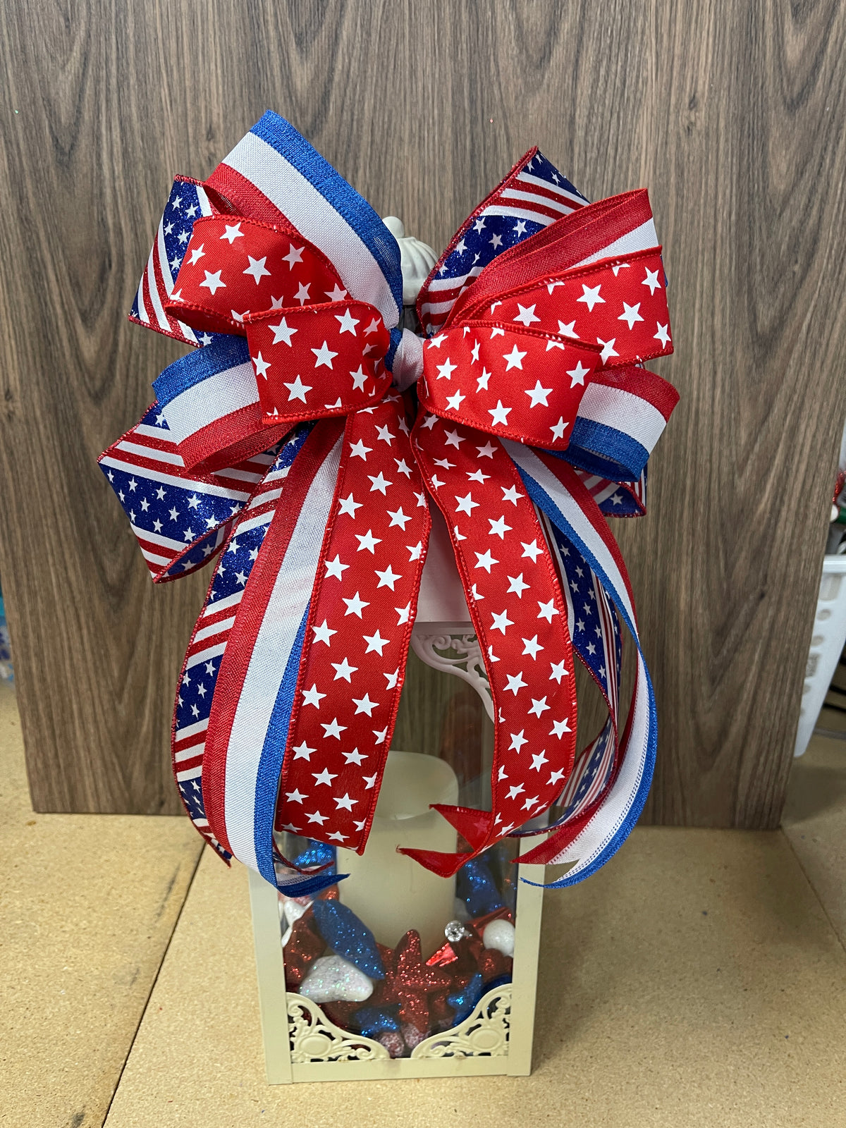 Patriotic Red White And Blue Bow Set, Americana Lantern Bow, Mailbox Bow, 4th Of July Decor, Patriotic Front Door Bow, Summer Decor, KatsCreationsNMore