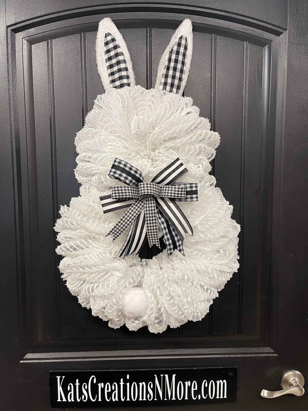 White Bunny Rabbit 2 Ways Wreath for Front Door, Spring Easter Everyday Decoration, KatsCreationsNMore