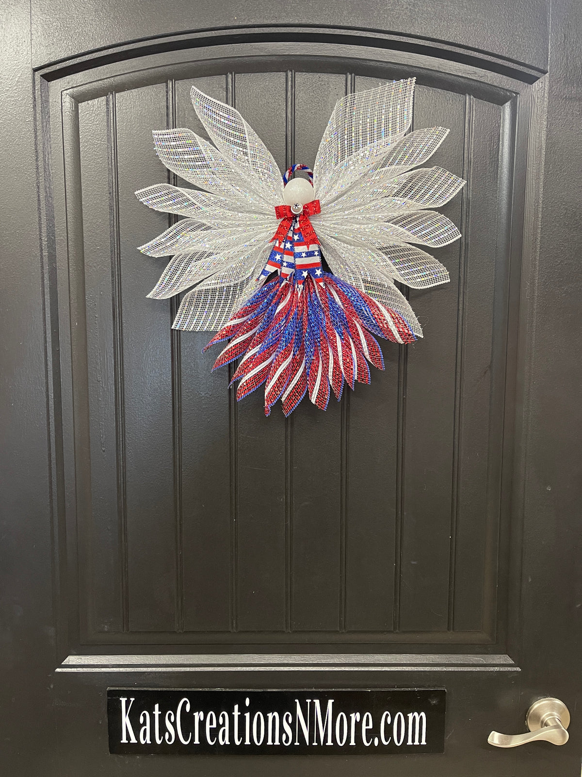 Limited Edition Patriotic Angel – America 250th Anniversary Decor, Liberty Angel Wreath Attachment, Red White Blue Deco Mesh Angel, 4th of July Door Decor, Faith Limited Edition Angel, KatsCreationsNMore