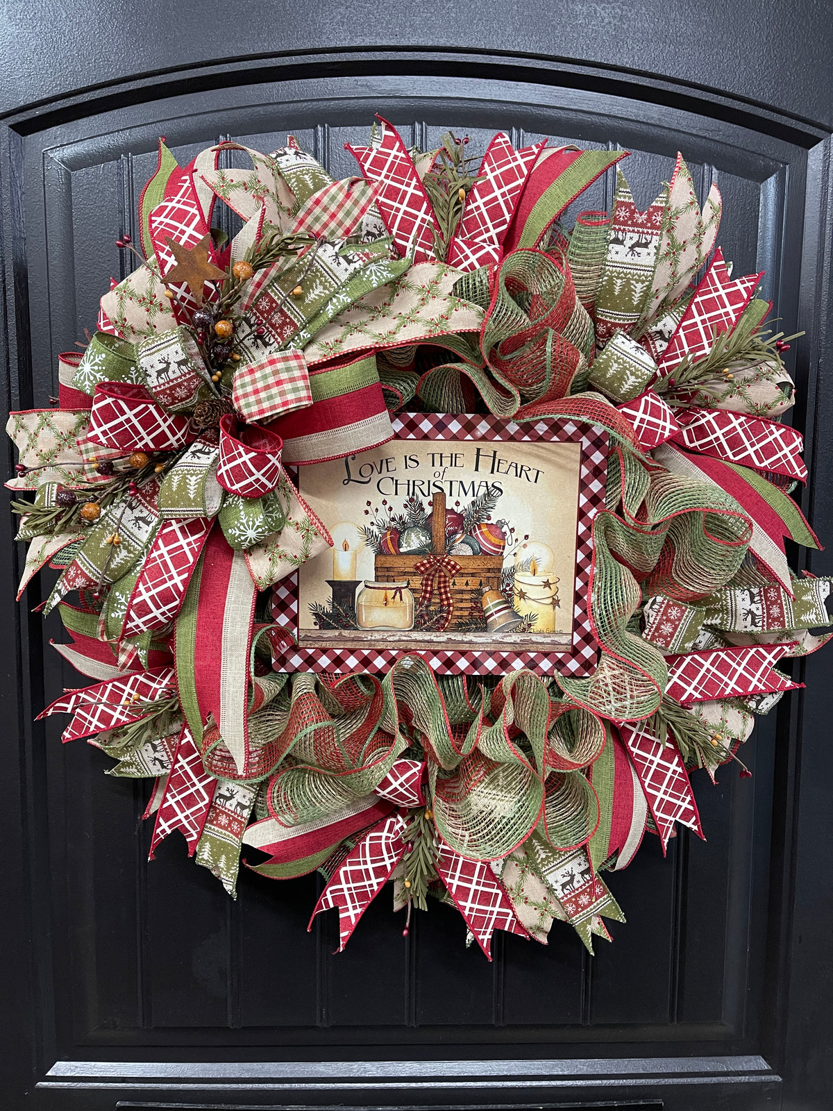 Country Christmas Wreath Love Is The Heart Of Christmas Decor by KatsCreationsNMore
