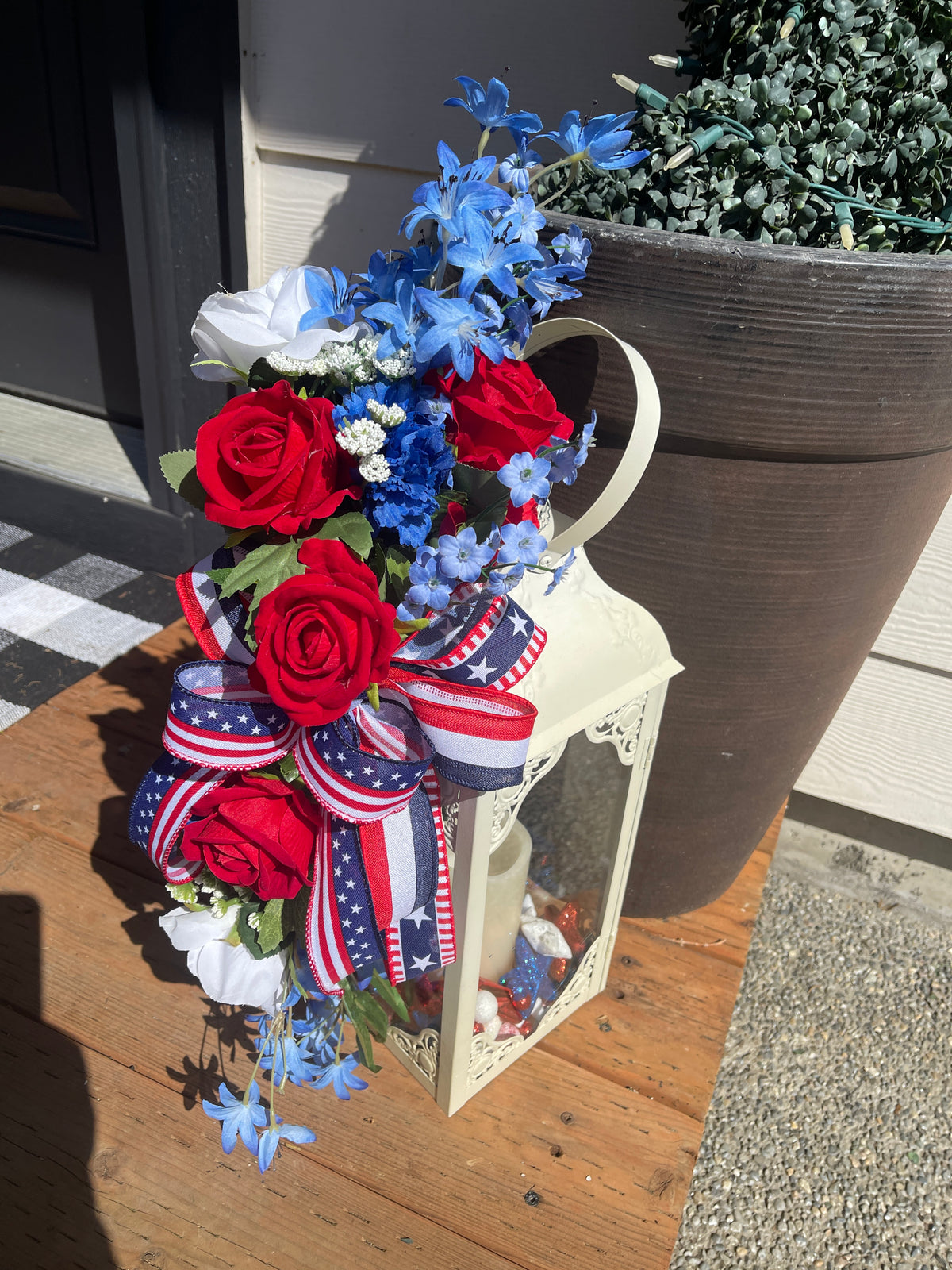 Patriotic Floral Lantern Swag