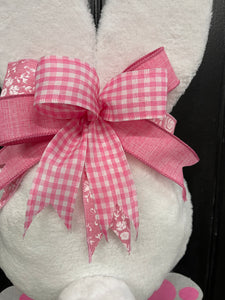 Close Up of Pink and White Bow with Flower Print Ribbons, Pink Ribbon and Pink and White Gingham Ribbon