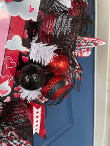 Close Up Detail of Red, Black and Red and Black Combined Glitter Balls