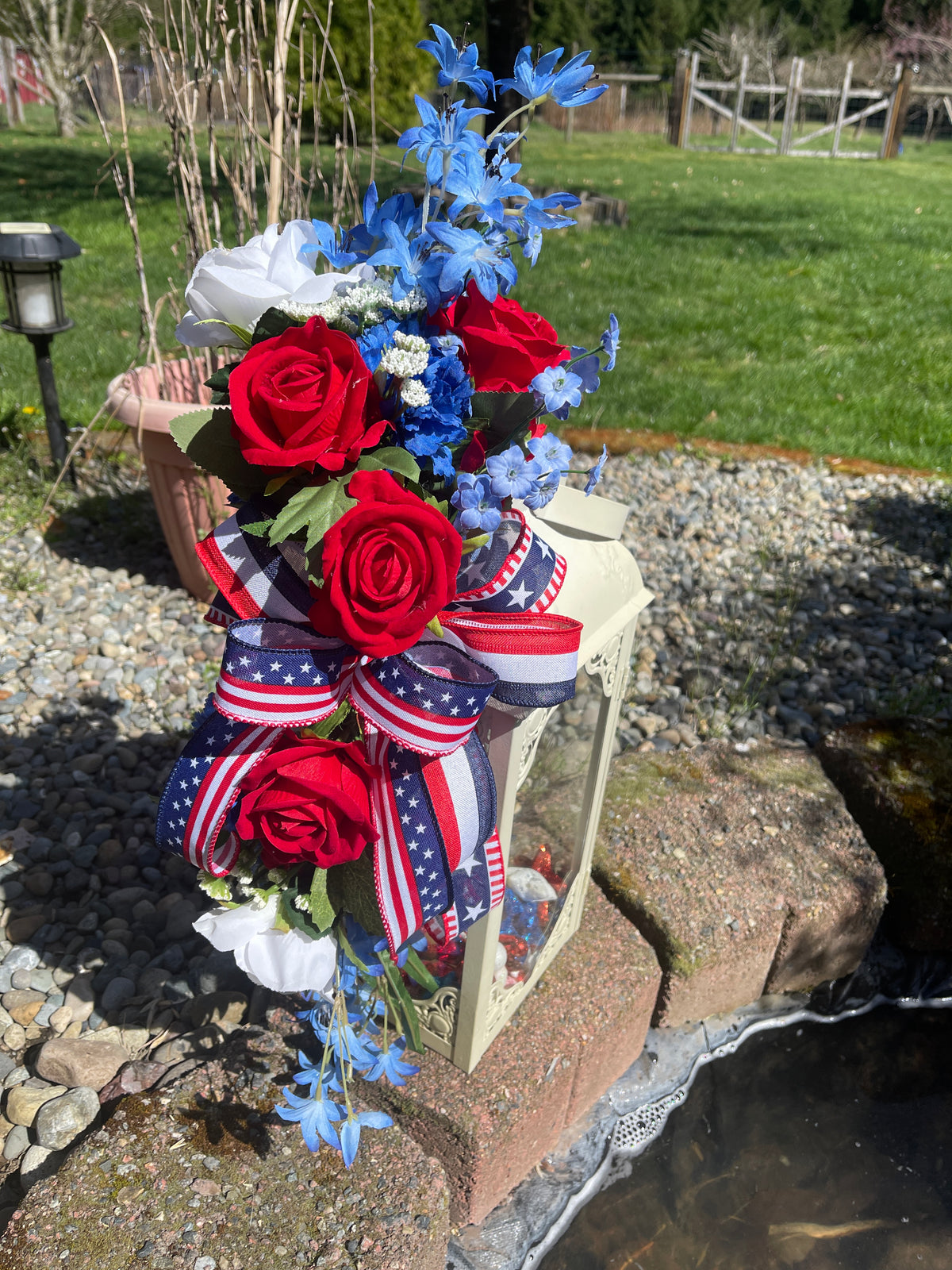 Patriotic Floral Lantern Swag