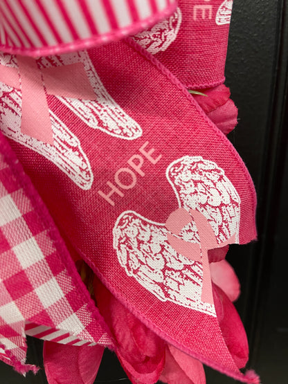 Breast Cancer Tulip Awareness Ribbon Wreath, KatsCreationsNMore