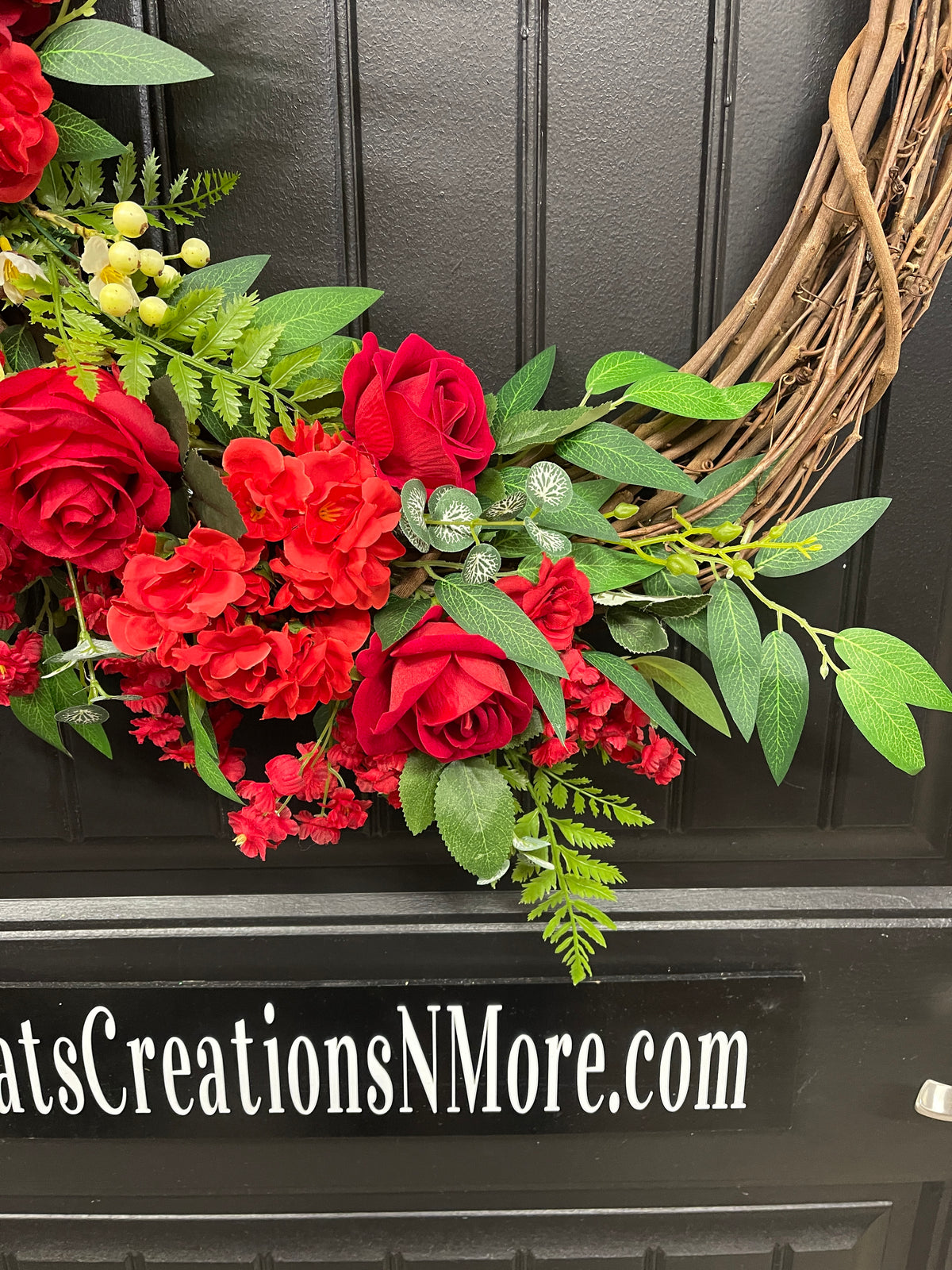 Faith-Filled Red Rose Christian Grapevine Wreath | Meaningful Christian Home Décor | Memorial, Wedding & Devotional Floral Wreath | KatsCreationsNMore