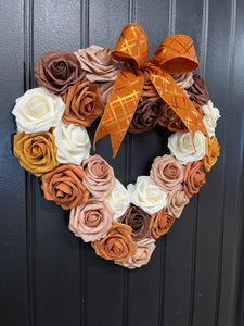 Fall Rose Heart Shaped Wreath, KatsCreationsNMore