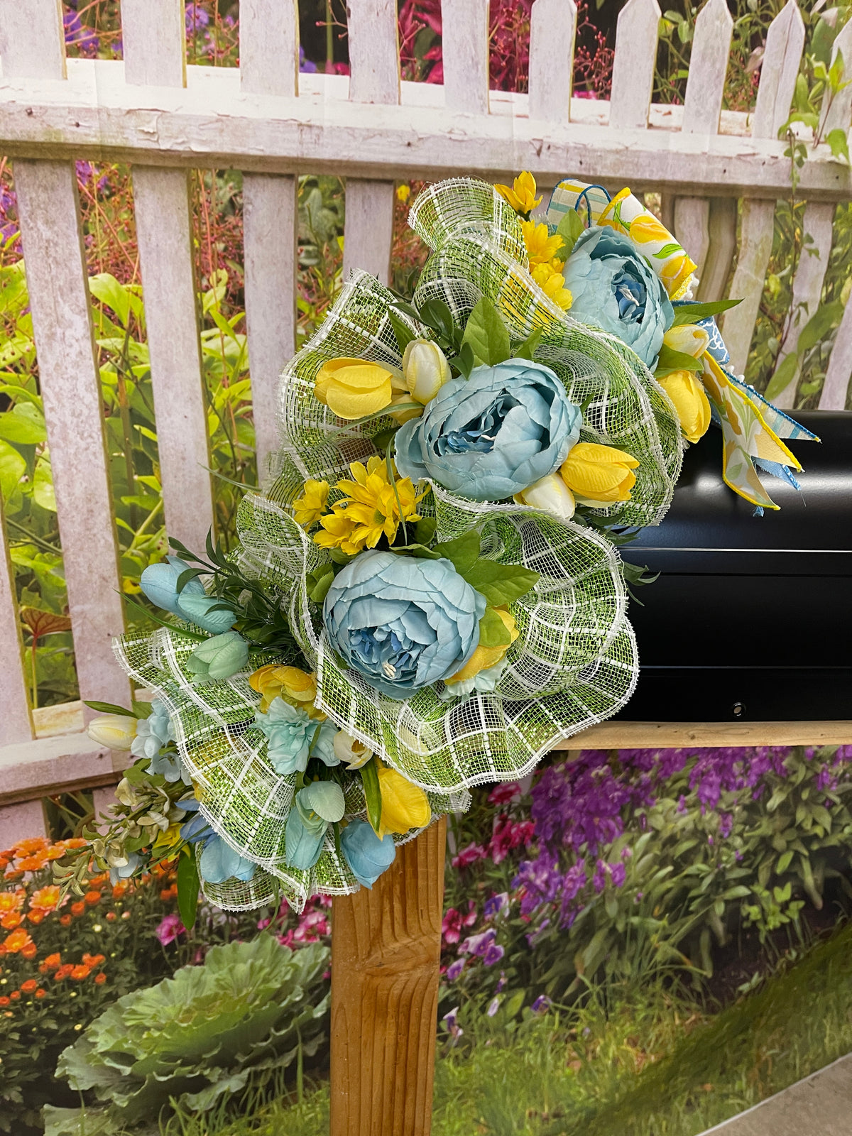 Spring Floral Mailbox Swag, Easter Centerpiece, Seasonal Home Decor, KatsCreationsNMore