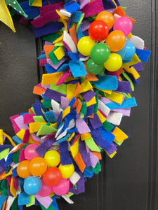 Multicolor Felt Birthday Party Wreath, Party Centerpiece, Classroom Decoration, KatsCreationsNMore