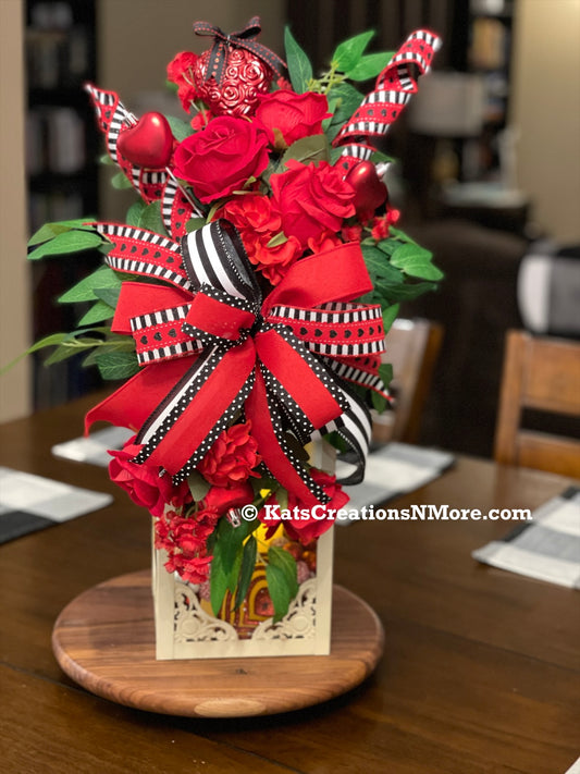 ❤️ Valentine’s Day Lantern Swag | Romantic Red Rose Décor | Lantern or Pillar Swag | KatsCreationsNMore