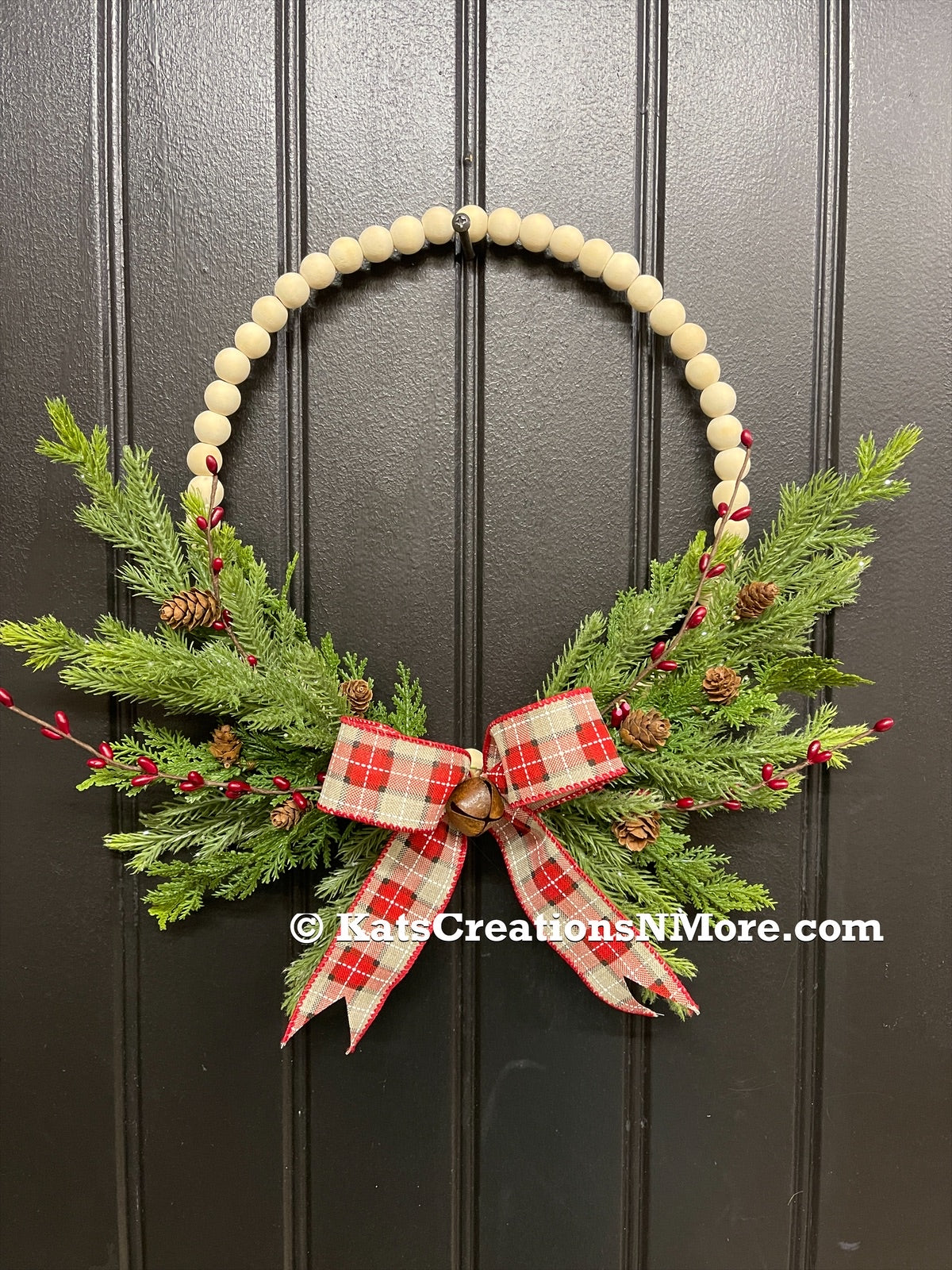 Set of 2 Mini Beaded Christmas Wreaths by KatsCreationsNMore