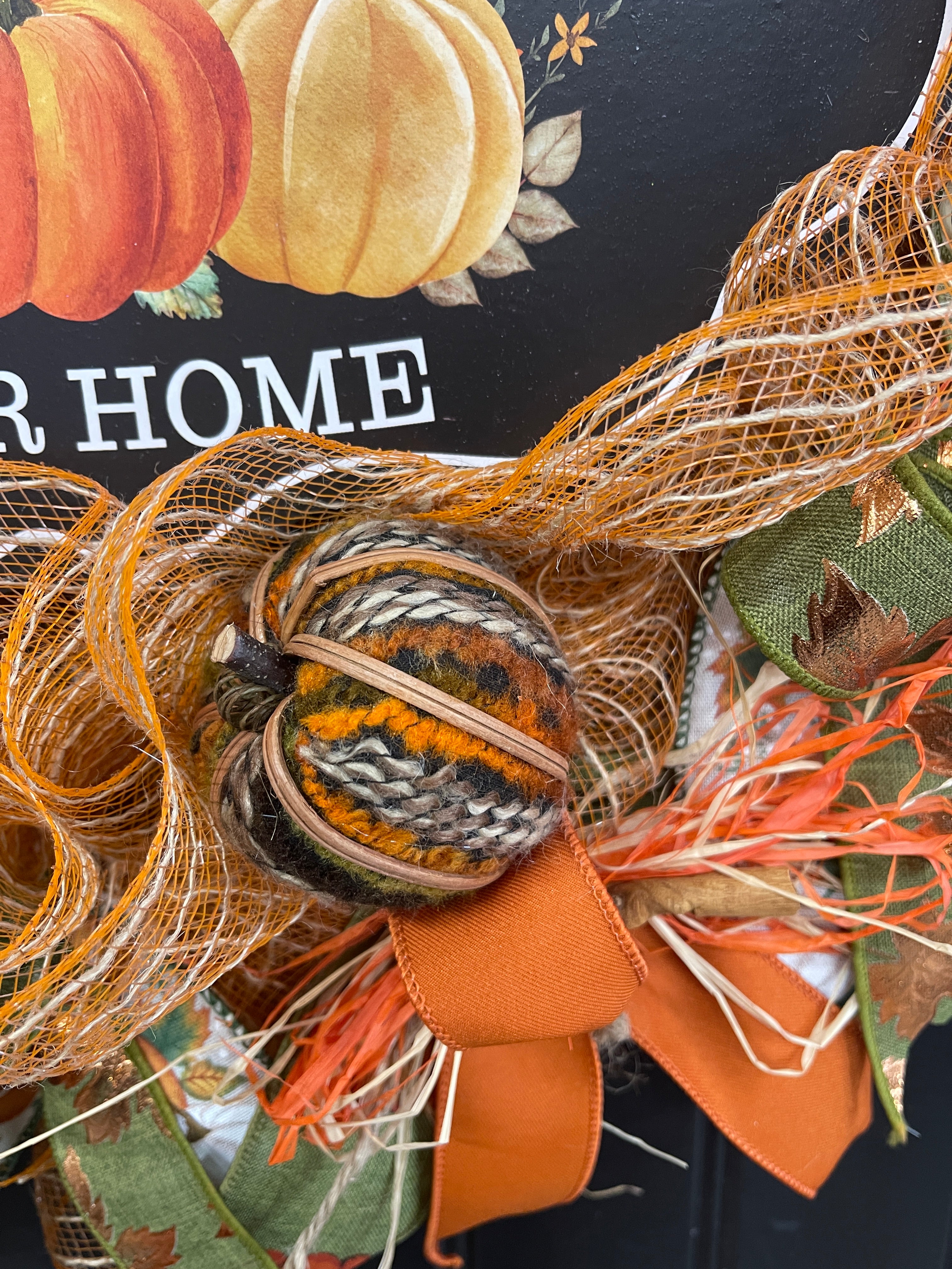 Welcome to Our Home Fall Pumpkin Wreath – Handmade Autumn Front Door Décor with Pumpkins, Cinnamon Sticks, Raffia & Rustic Ribbons, KatsCreationsNMore
