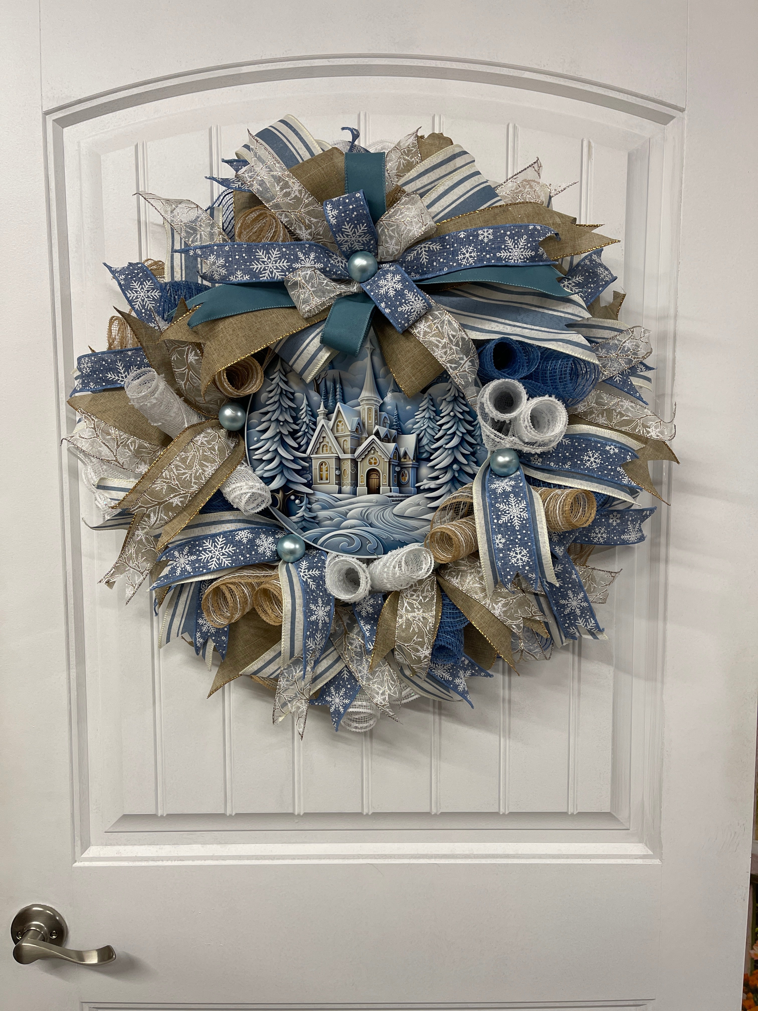 Country Winter Church Wreath, KatsCreationsNMore