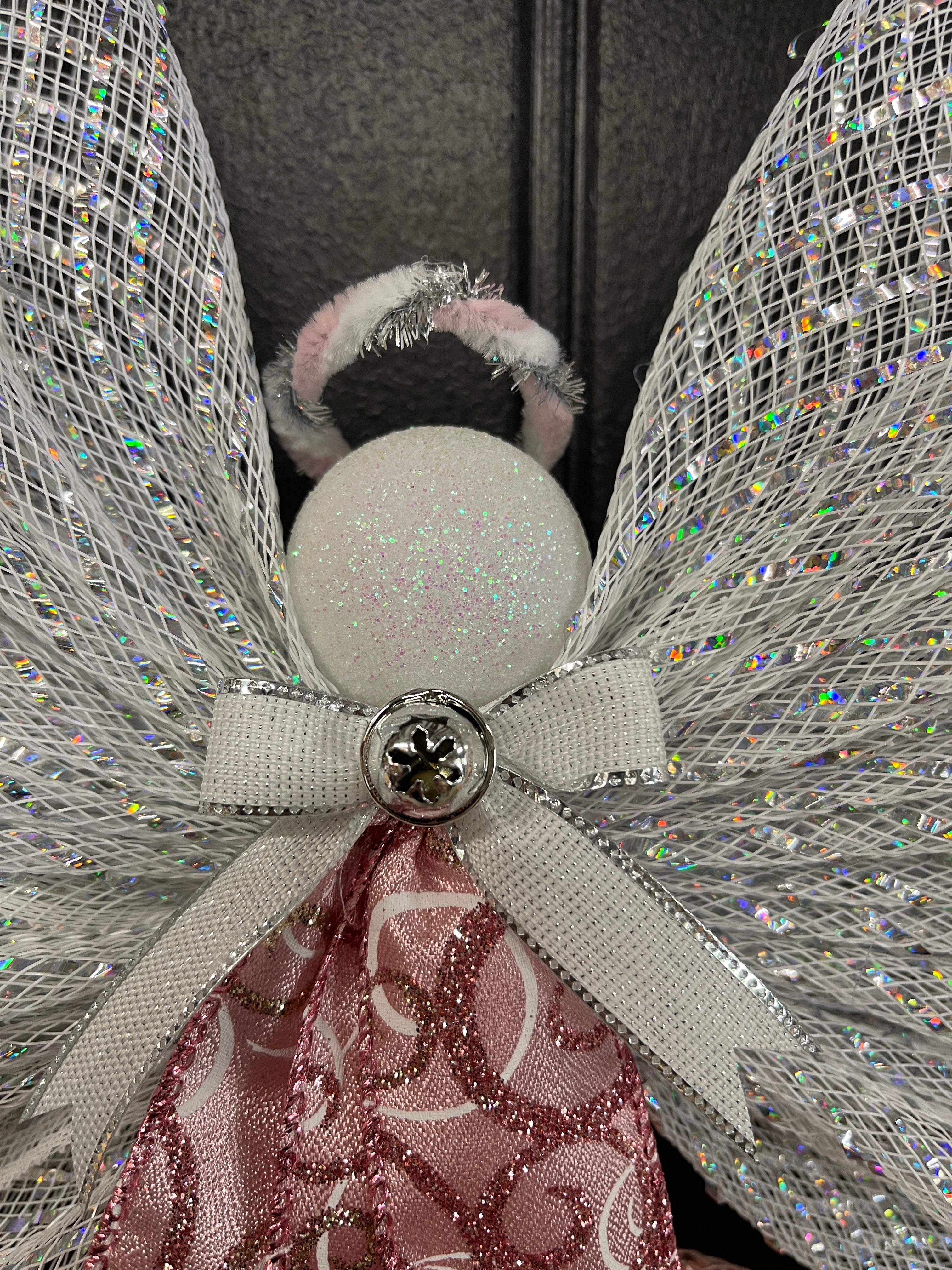Rose Gold Christmas Angel Tree Topper, Guardian Angel, Graveside Memorial, KatsCreationsNMore