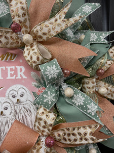Winter Snow Owl Wreath for Front Door by KatsCreationsNMore