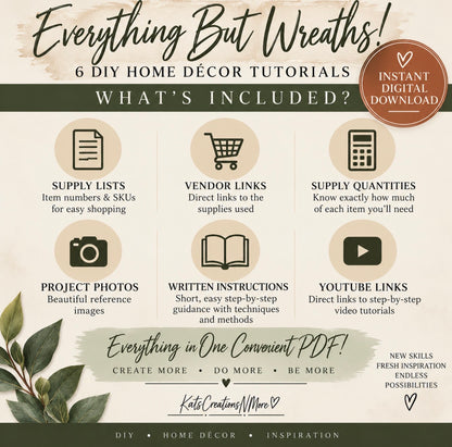 Everything But Wreaths | 6 DIY Home Decor Video Tutorials Digital Bundle