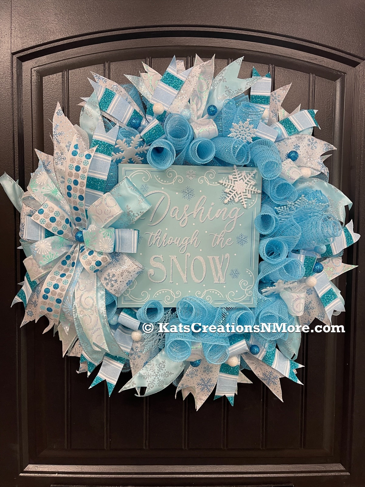 Dashing Through The Snow Christmas Wreath, Seasonal Holiday Winter Front Door Decor, KatsCreationsNMore