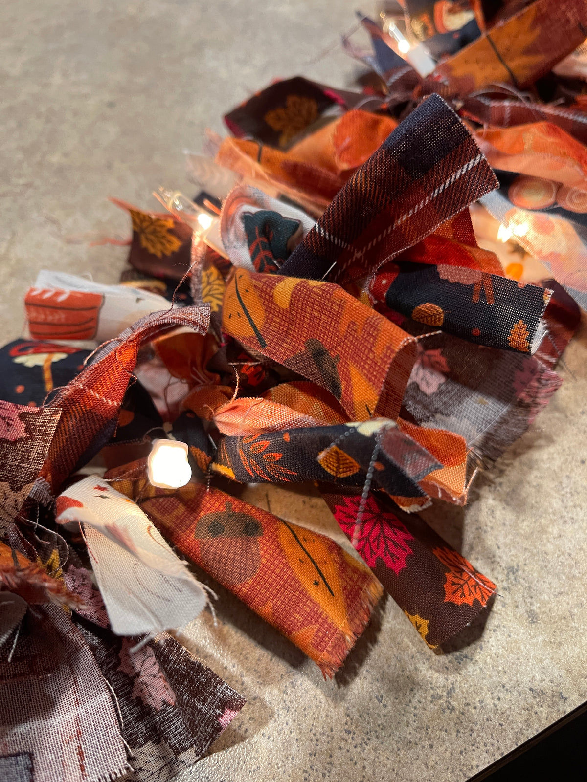 Fall Lighted Fabric Garland, Seasonal Holiday Autumn Rustic Home Decor