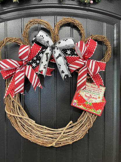Dog Paw Print Grapevine Christmas Wreath – Pet Lover Holiday Door Decor, Storm Door Friendly | Handmade Gift for Dog Moms, KatsCreationsNMore