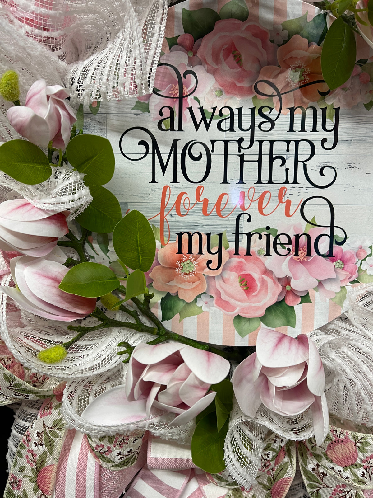 Magnolia Floral Mothers Day Wreath, Everyday Front Door Decor, KatsCreationsNMore, Gift for Mom