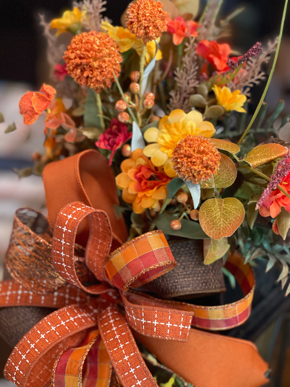 Fall Lantern Swag, Autumn Floral Swag, Fall Lantern Decor, Orange Fall Decor, Thanksgiving Table Decor, Fall Centerpiece