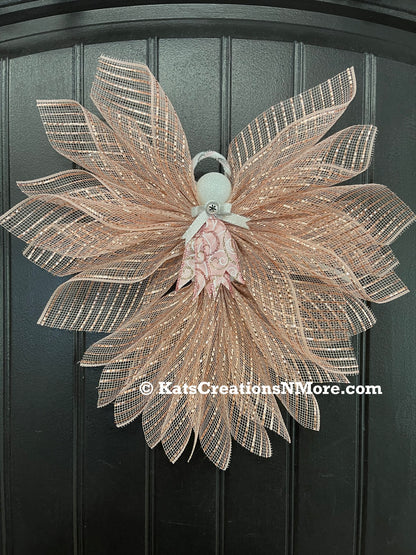 Rose Gold Angel Tree Topper, Christmas Angel Decor, Graveside Memorial, Guardian Prayer Angel Reminders, KatsCreationsNMore