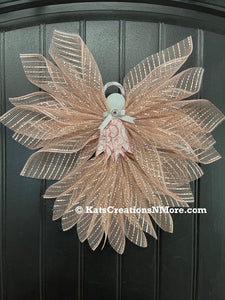 Rose Gold Angel Tree Topper, Christmas Angel Decor, Graveside Memorial, Guardian Prayer Angel Reminders, KatsCreationsNMore