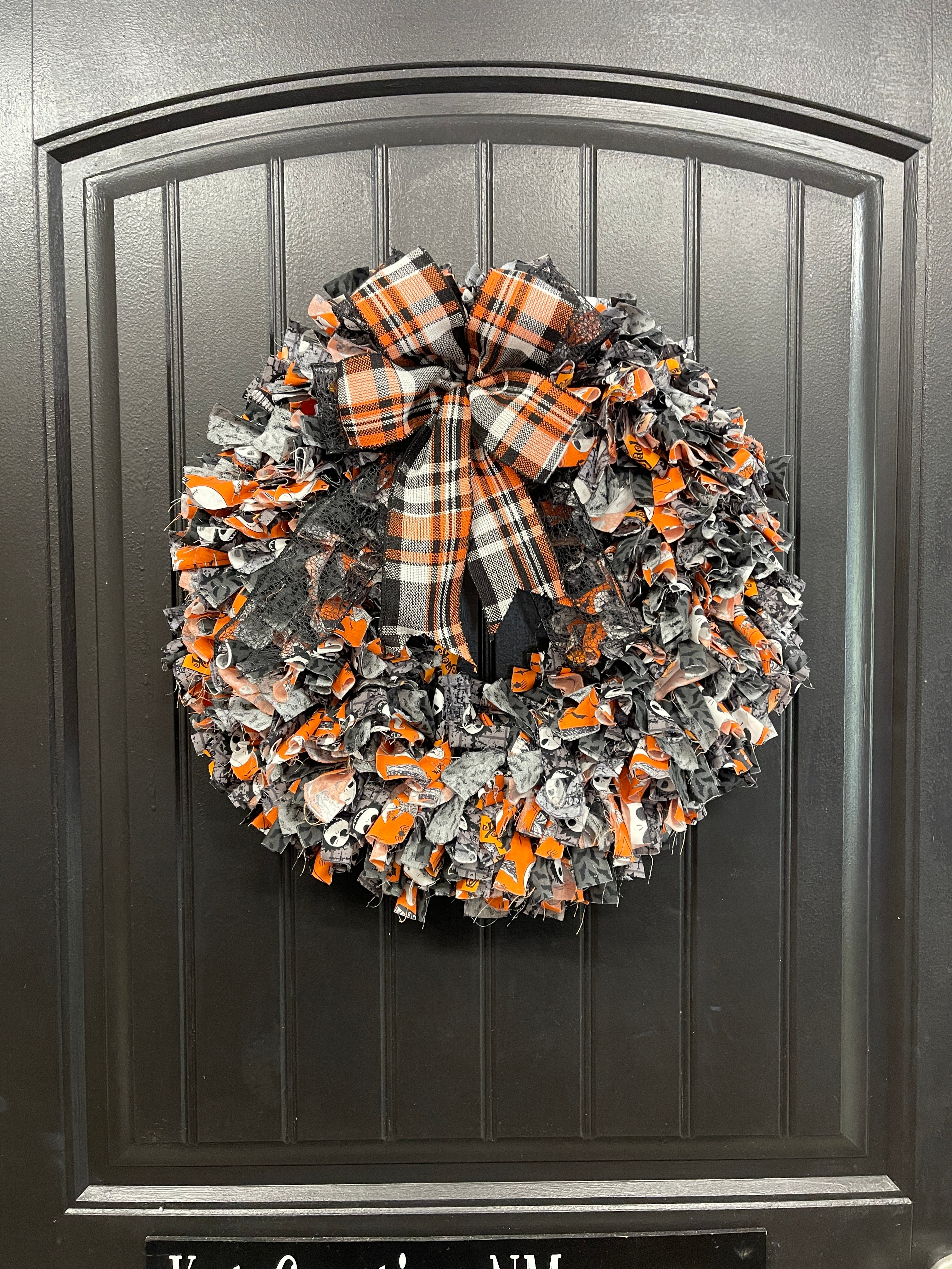 Nightmare Before Christmas Halloween Themed Rag Wreath, KatsCreationsNMore