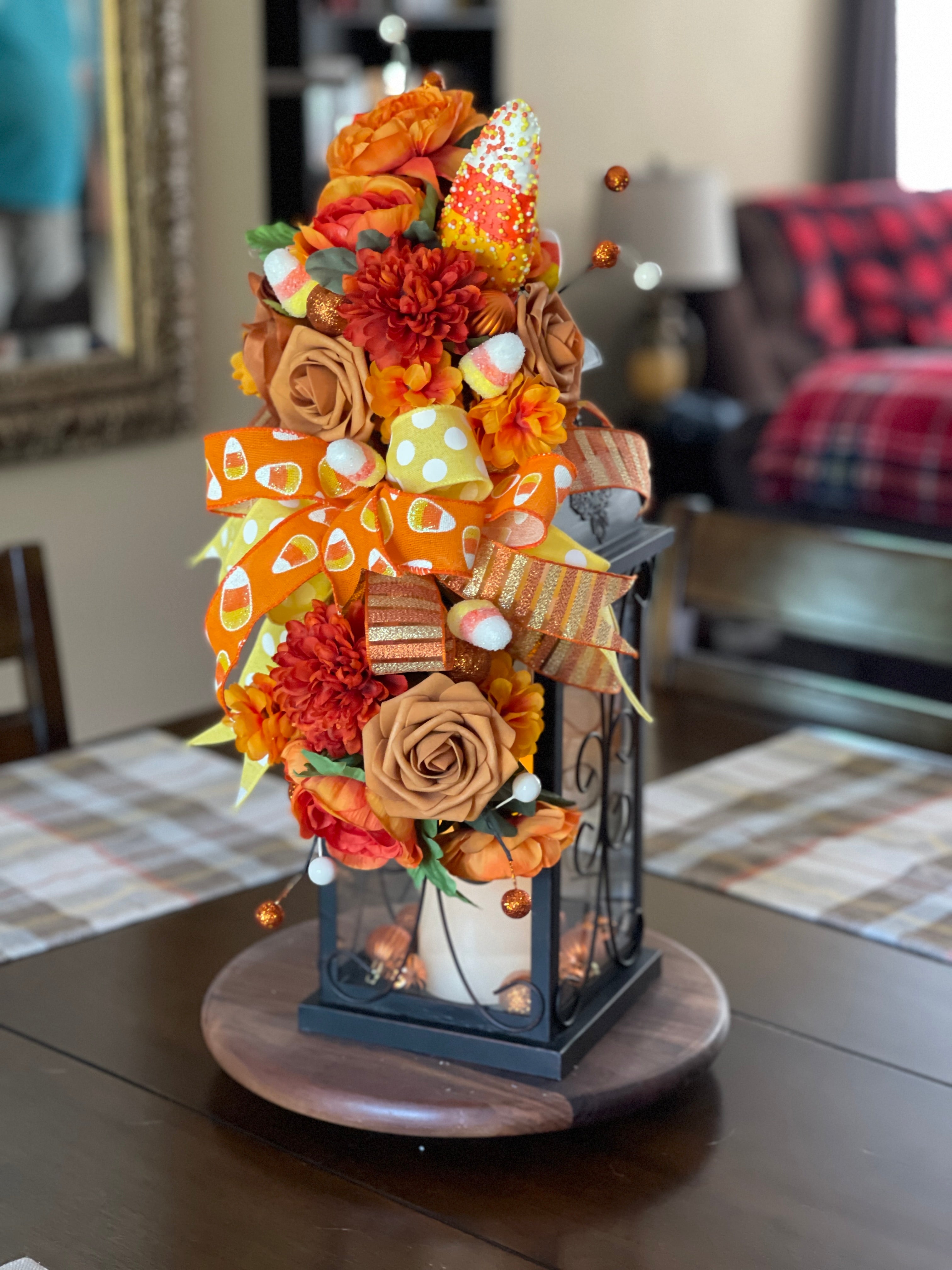 Candy Corn Lantern Swag, Halloween Table Runner, KatsCreationsNMore