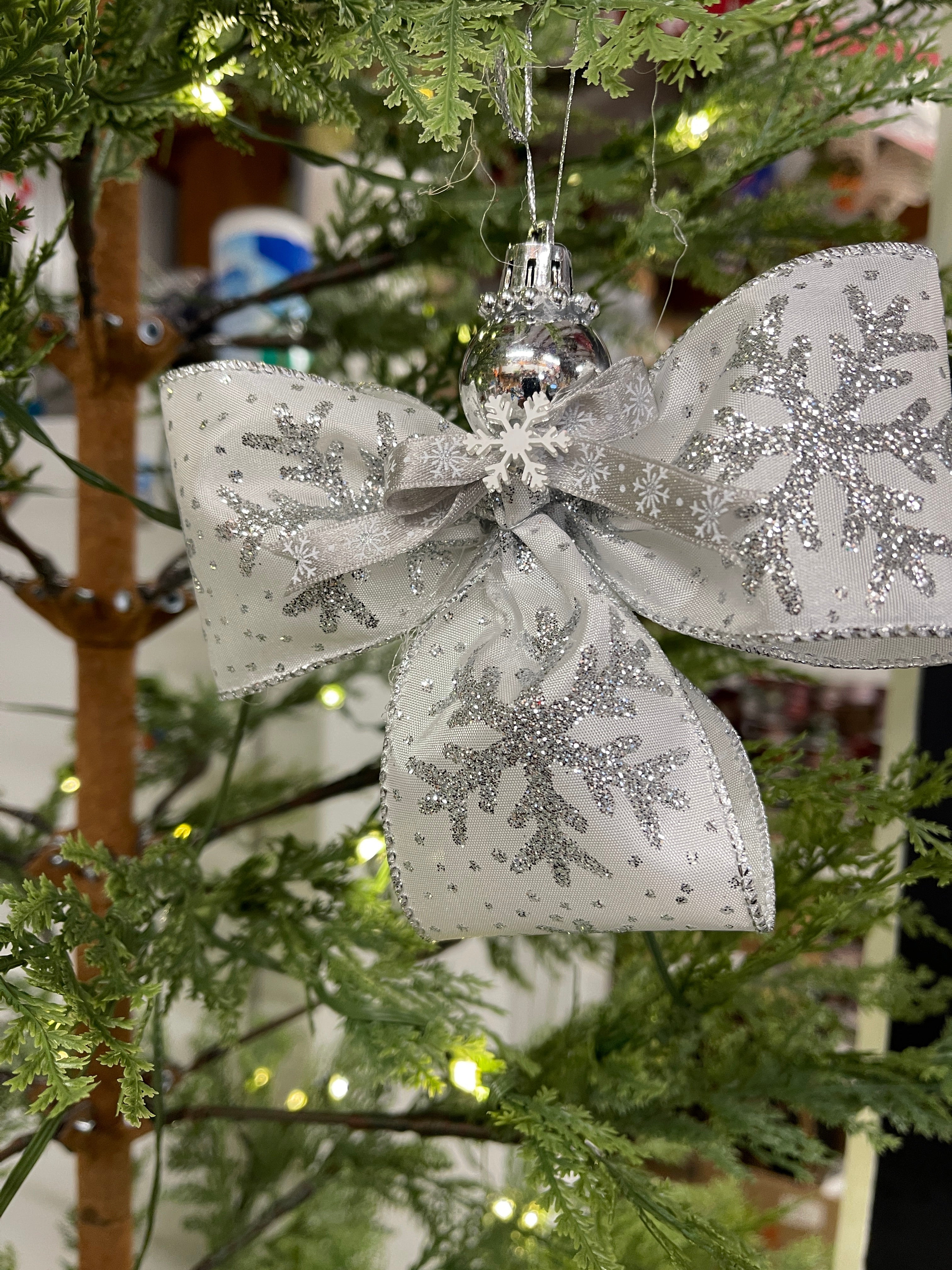 Snowflake Ribbon Christmas Angel Ornament by KatsCreationsNMore