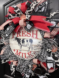 Farm Fresh Milk Cow Wreath, KatsCreationsNMore