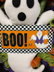 Ghost Halloween Wreath for Front Door – Cute Spooky Deco Mesh Wreath with Plush Ghost and Ribbons – Handmade Halloween Decor -  KatsCreationsNMore