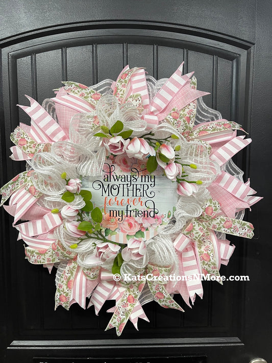 Magnolia Floral Mothers Day Wreath, Everyday Front Door Decor, KatsCreationsNMore, Gift for Mom