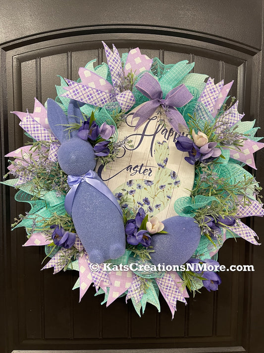 Flocked Bunny Easter Wreath
