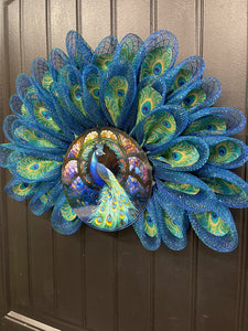 Peacock Wreath, Everyday Door Hanger, KatsCreationsNMore