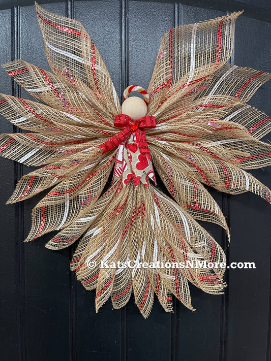 Valentine’s Day Country Angel Tree Topper, Graveside Memorial, KatsCreationsNMore