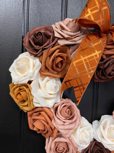 Fall Rose Heart Shaped Wreath, KatsCreationsNMore