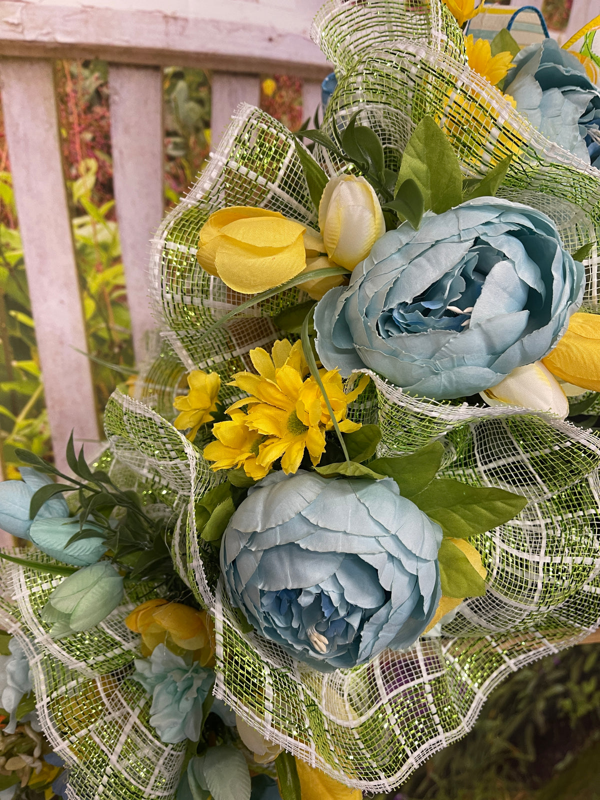 Spring Floral Mailbox Swag, Easter Centerpiece, Seasonal Home Decor, KatsCreationsNMore