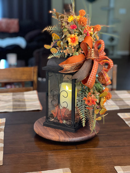 Fall Lantern Swag, Autumn Floral Swag, Fall Lantern Decor, Orange Fall Decor, Thanksgiving Table Decor, Fall Centerpiece