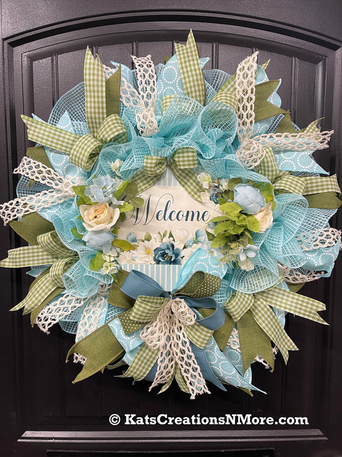 Spring Floral Welcome Wreath, Mothers Day Gift, KatsCreationsNMore