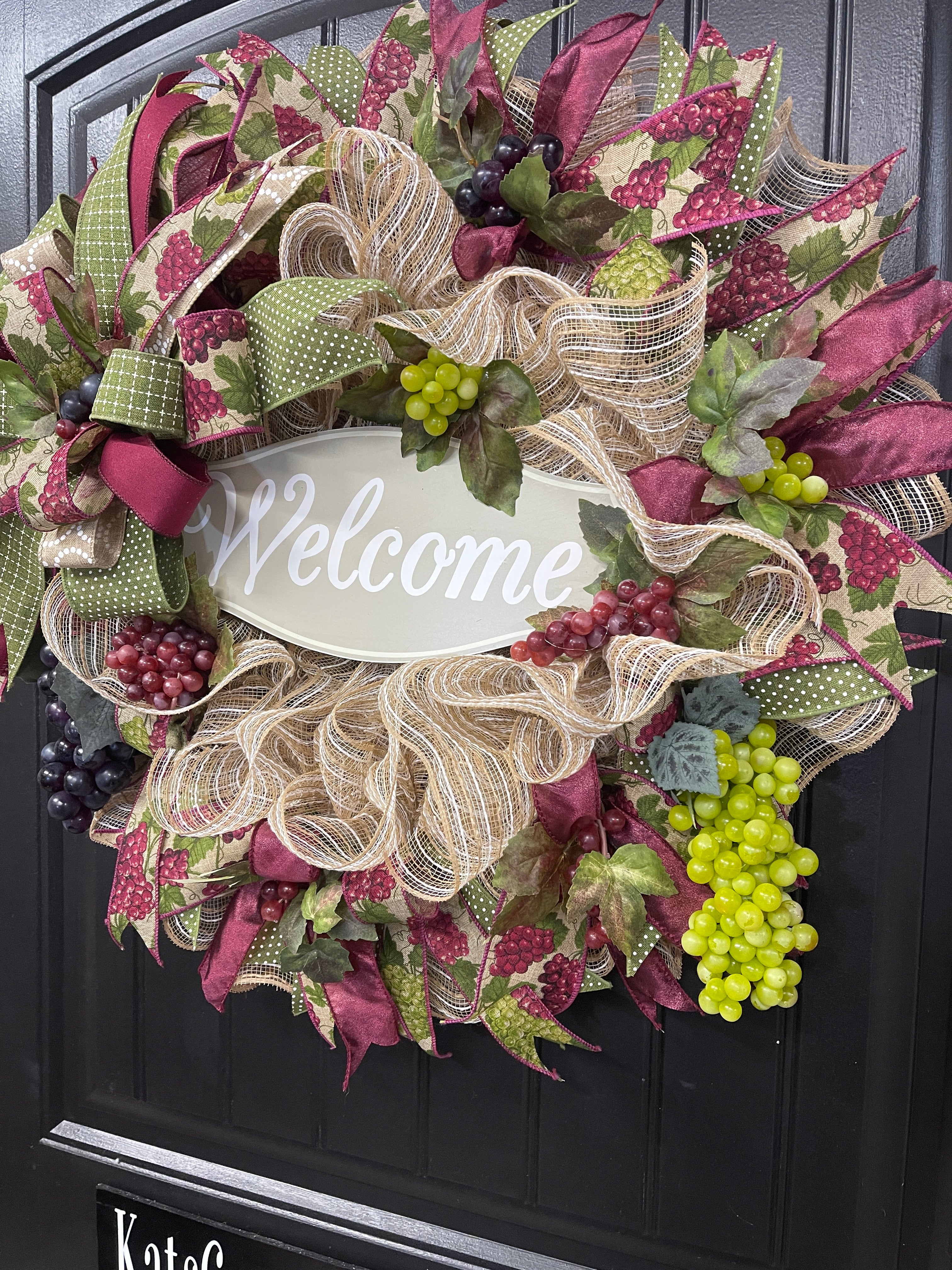 Winery Welcome Wreath, Tuscan Vineyard Front Door Decor, KatsCreationsNMore