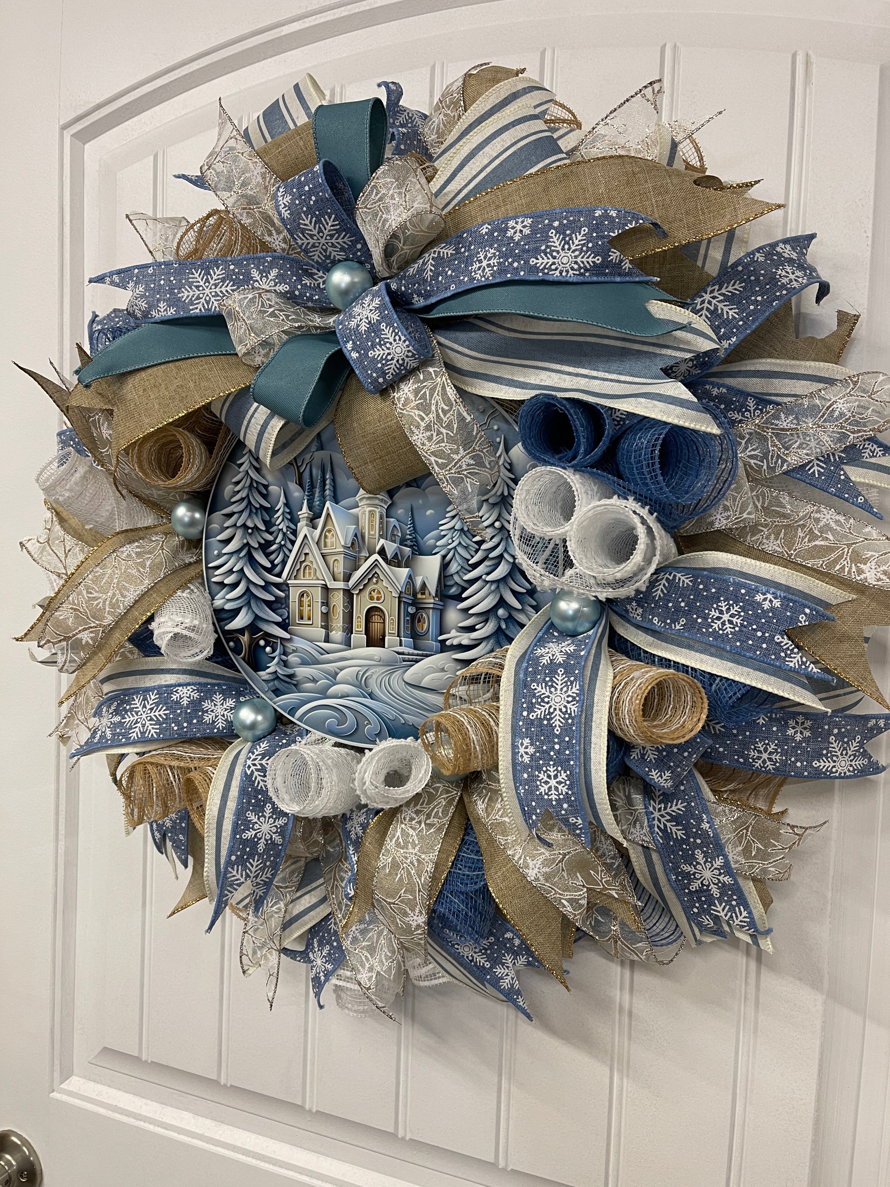 Country Winter Church Wreath, KatsCreationsNMore