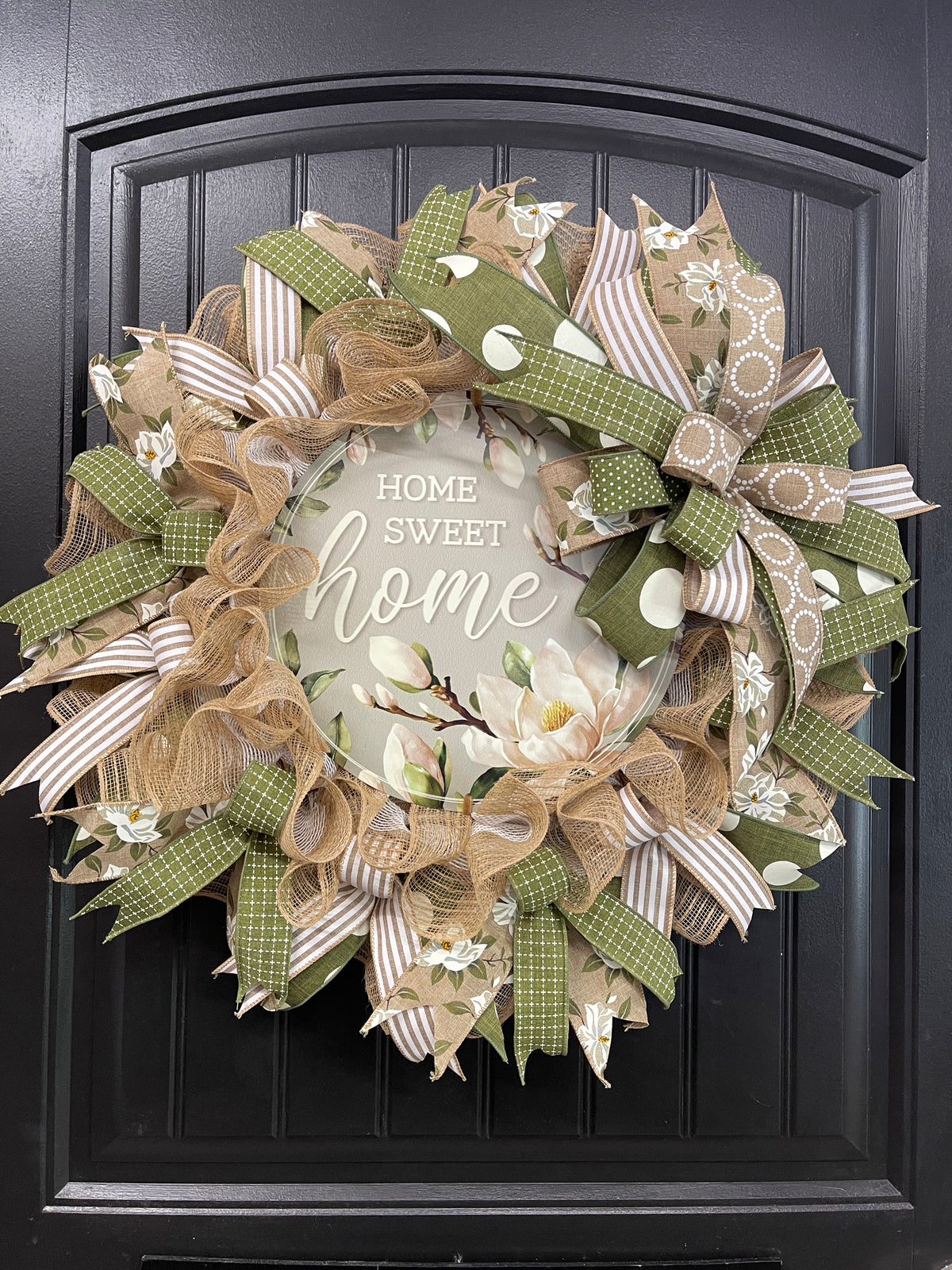 Magnolia Home Sweet Home Everyday Wreath, Southern Charm Front Door Decor, KatsCreationsNMore