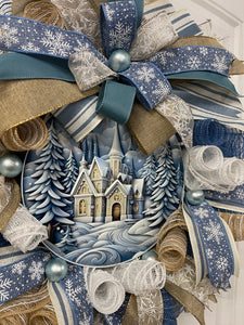 Country Winter Church Wreath, KatsCreationsNMore