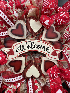 Valentines Day Love Welcome Wreath, Gift For Her, KatsCreationsNMore