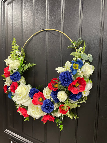 Patriotic Floral Hoop Wreath
