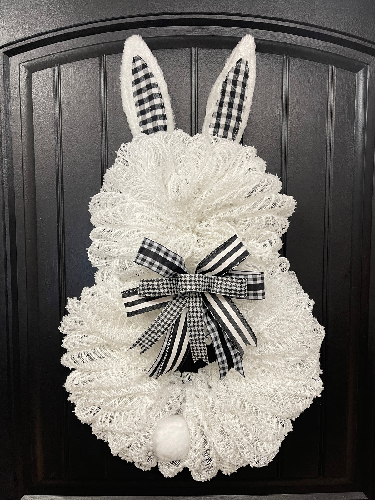 White Bunny Rabbit 2 Ways Wreath for Front Door, Spring Easter Everyday Decoration, KatsCreationsNMore