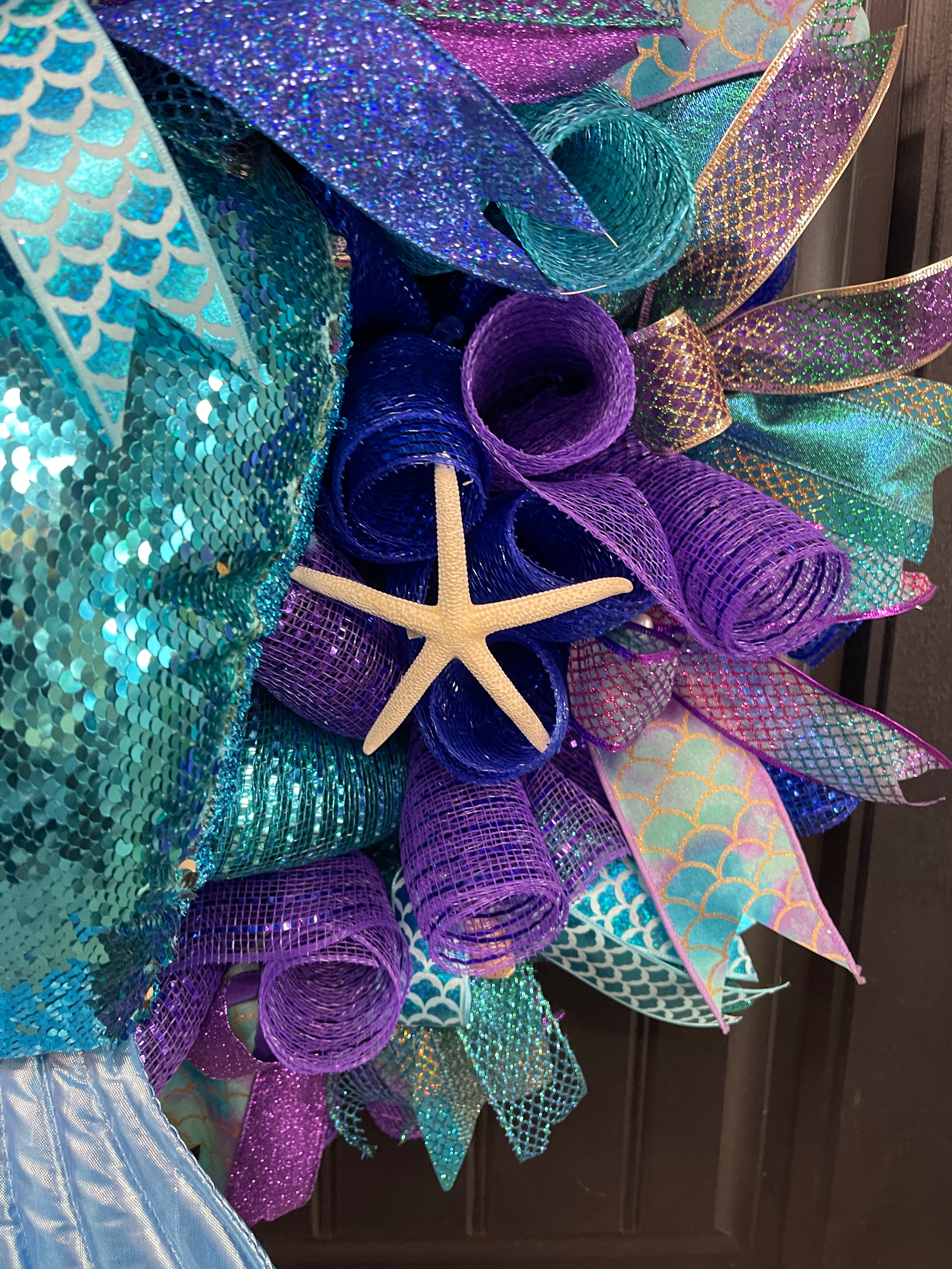 Mermaid Tail Beach Wreath, Coastal Summer Front Door Decor, KatsCreationsNMore